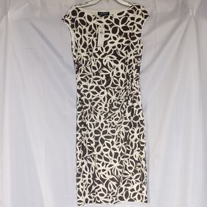 Ralph Lauren Slate Cream Geometric Sheath Dress